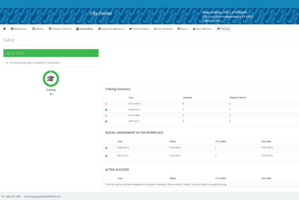 OnTraq Training Screenshot